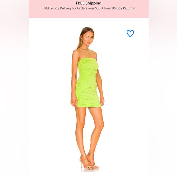 Superdown sierra ruched mini dress neon green - Picture 2 of 4